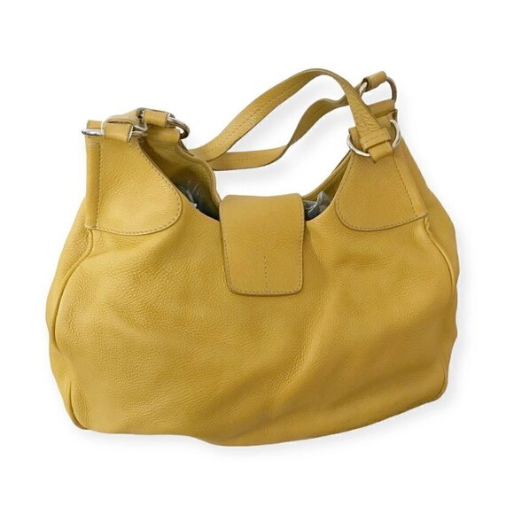Prada yellow tumbled Daino leather shoulder bag, Large - Picture 3 of 16